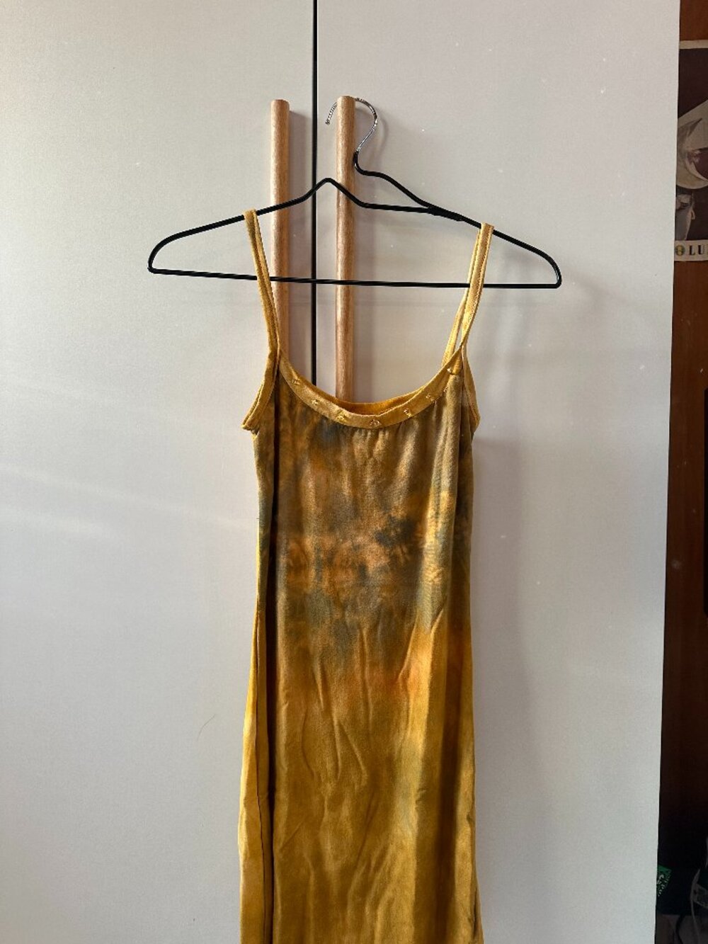 Yellow tie dye dress with citrine crystals